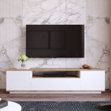 TV Furniture - TV Furniture Salerno Atlantic Pine White Melamine 180x44.6x44.5 cm - Dimehouse
