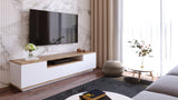 TV Furniture - TV Furniture Salerno Atlantic Pine White Melamine 180x44.6x44.5 cm - Dimehouse