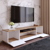 TV Furniture - TV Furniture Salerno Atlantic Pine White Melamine 180x44.6x44.5 cm - Dimehouse