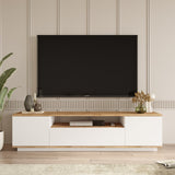 TV Furniture - TV Furniture Salerno Atlantic Pine White Melamine 180x44.6x44.5 cm - Dimehouse