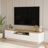 TV Furniture - TV Furniture Salerno Atlantic Pine White Melamine 180x44.6x44.5 cm - Dimehouse