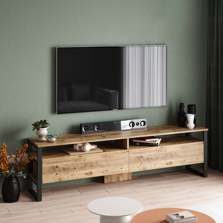 TV Furniture - TV Furniture Set Sable Atlantic Pine Melamine 180x56x35.5 cm - Dimehouse