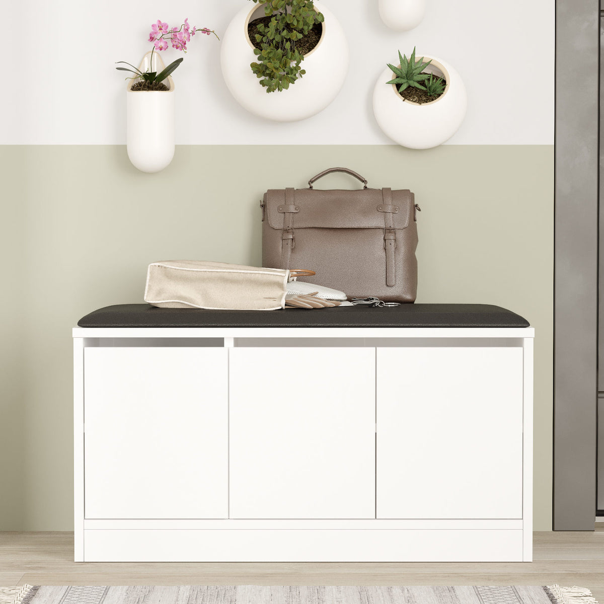 Shoe cabinets - Shoe cabinet Aquila White Melamine 89.6x45.8x35.5 cm - Dimehouse