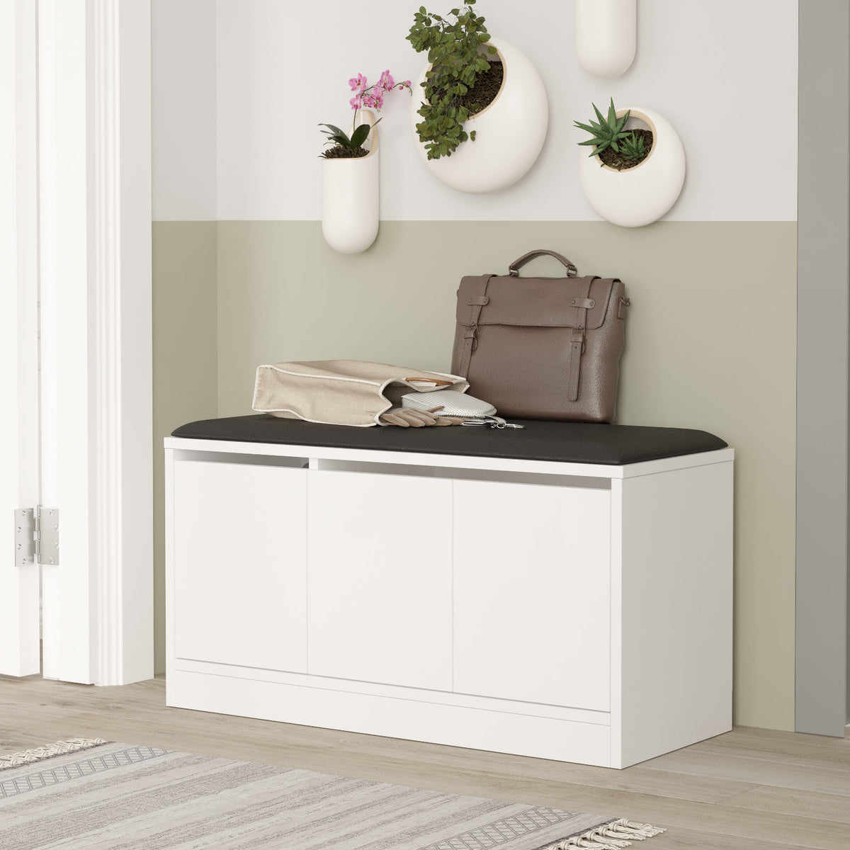 Shoe cabinets - Shoe cabinet Aquila White Melamine 89.6x45.8x35.5 cm - Dimehouse