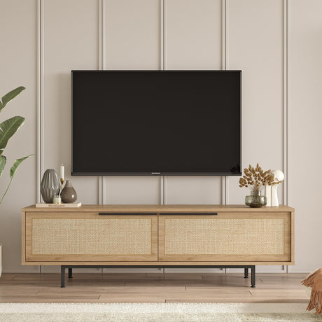 TV Furniture - TV Furniture Japandi Cosmos Walnut Oak Melamine 160x45.1x35.5 cm - Dimehouse