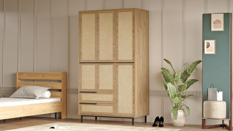 Wardrobes - Wardrobe Kosmos Walnut Oak Melamine 112.2x195.6x55 cm - Dimehouse
