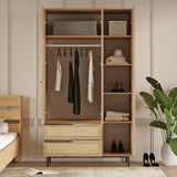 Wardrobes - Wardrobe Kosmos Walnut Oak Melamine 112.2x195.6x55 cm - Dimehouse