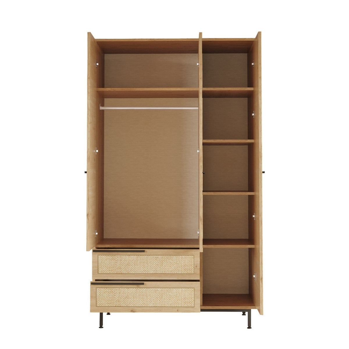 Wardrobes - Wardrobe Kosmos Walnut Oak Melamine 112.2x195.6x55 cm - Dimehouse