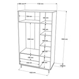 Wardrobes - Wardrobe Kosmos Walnut Oak Melamine 112.2x195.6x55 cm - Dimehouse