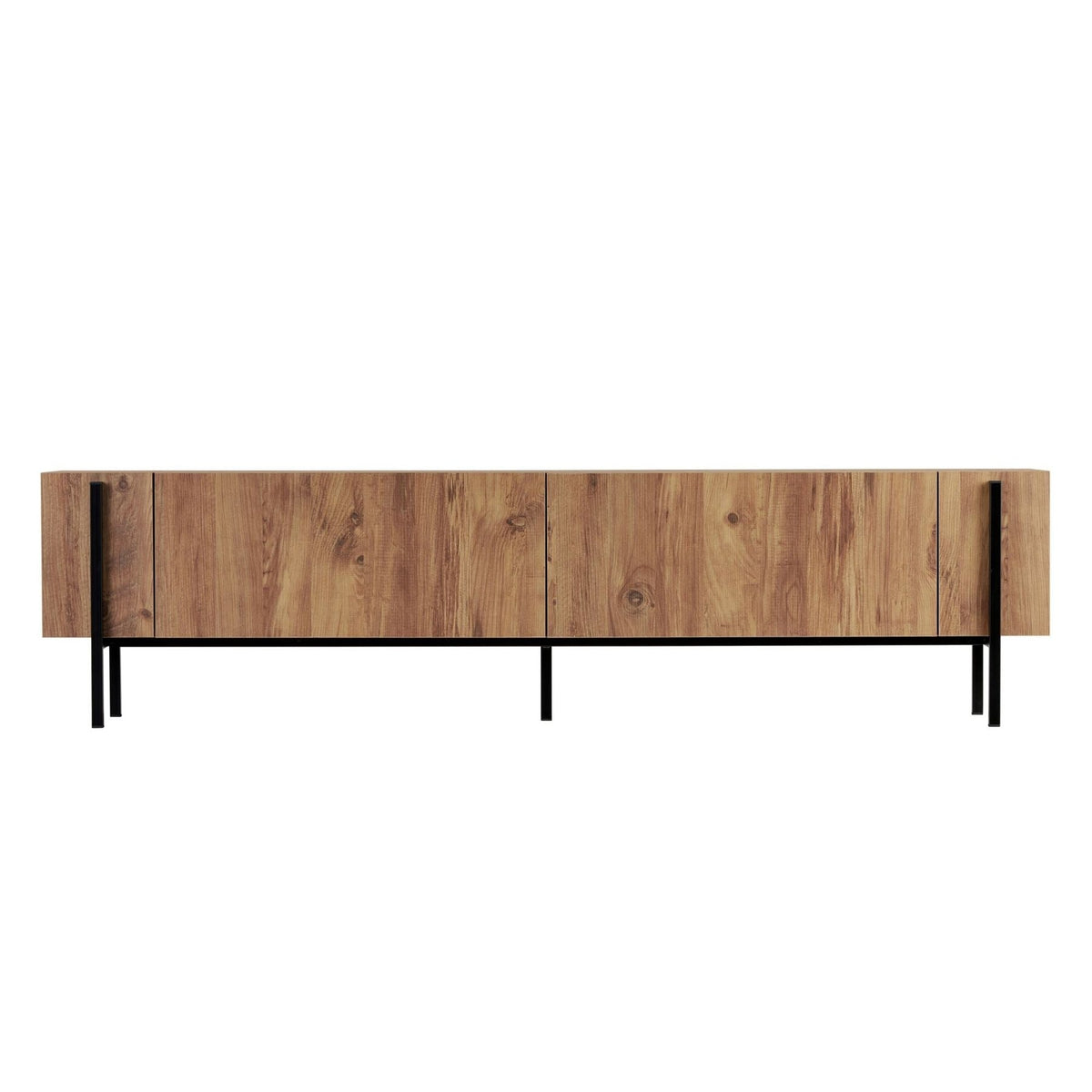 Nexus TV cabinet oak look with black 180 cm Atlantic Pine oak look and black Melamine coated wood composite