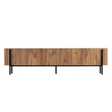 Nexus TV cabinet oak look with black 180 cm Atlantic Pine oak look and black Melamine coated wood composite