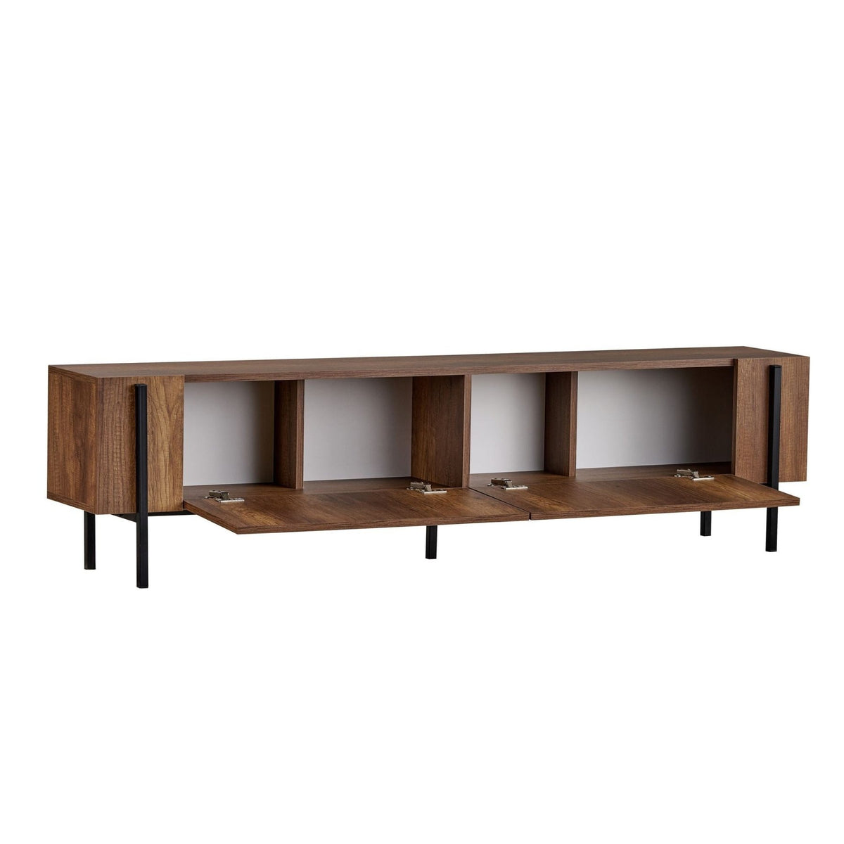 Nexus TV cabinet walnut look black 180 cm Baroque walnut look and black Melamine wood composite