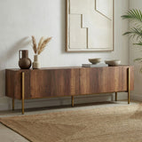 Nexus TV cabinet walnut look with gold 180 cm Baroque walnut look with gold Melamine-coated wood