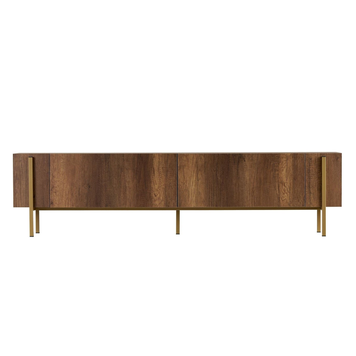 Nexus TV cabinet walnut look with gold 180 cm Baroque walnut look with gold Melamine-coated wood
