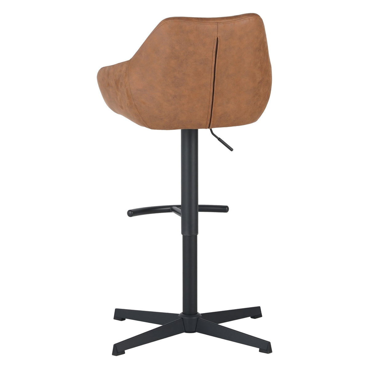 Bar Stools - Venom Bar Stool Cognac Eco - leather - Adjustable Swivel Bar Chair with Armrest - Dimehouse
