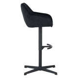 Bar Stools - Venom Bar Stool Black Velvet - Adjustable Swivel Bar Chair with Armrest - Dimehouse