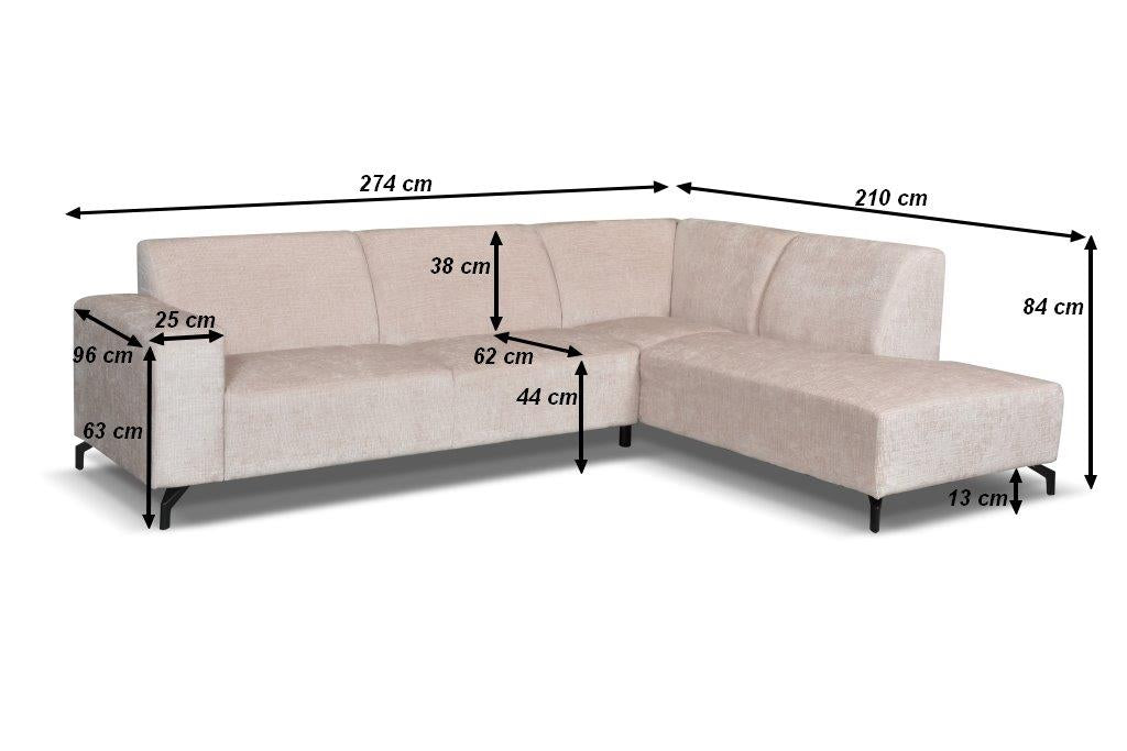 Sofas - Corner sofa with chaise longue beige chenille fabric Manon - right - Dimehouse