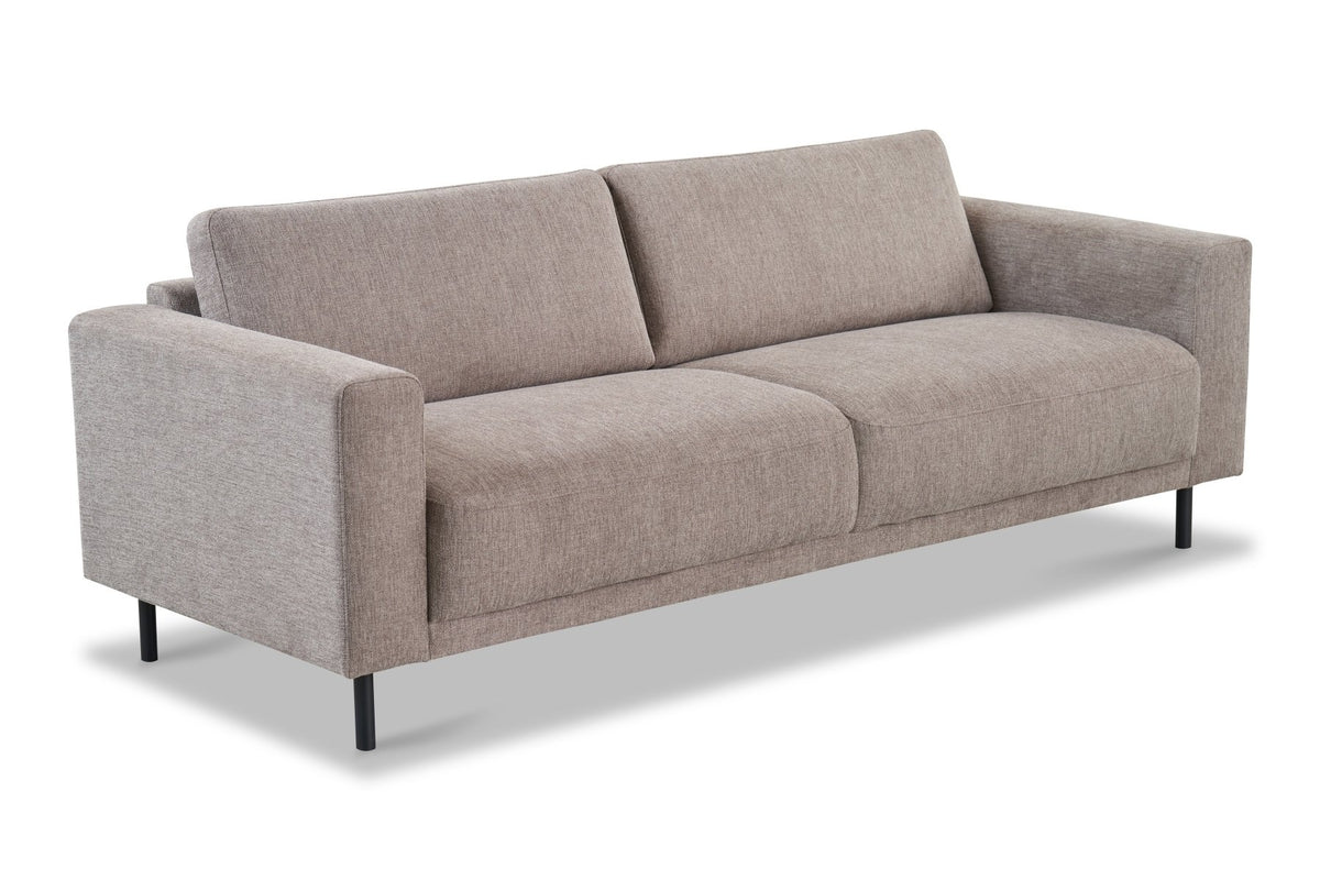 Sofas - Modern 3-seater Sofa Taupe Fabric Aniko 213x90x78 cm - Dimehouse