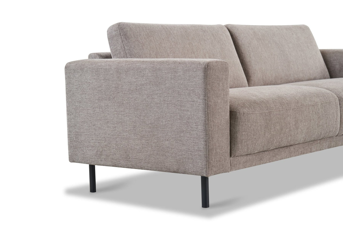 Sofas - Modern 3-seater Sofa Taupe Fabric Aniko 213x90x78 cm - Dimehouse