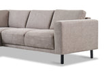 Sofas - Modern 3-seater Corner Sofa Right Taupe Fabric Aniko with Lounger 240x197x78 cm - Dimehouse