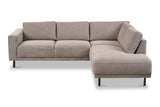 Sofas - Modern 3-seater Corner Sofa Right Taupe Fabric Aniko with Lounger 240x197x78 cm - Dimehouse