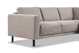 Sofas - Modern 3-seater Corner Sofa Right Taupe Fabric Aniko with Lounger 240x197x78 cm - Dimehouse