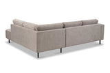 Sofas - Modern 3-seater Corner Sofa Right Taupe Fabric Aniko with Lounger 240x197x78 cm - Dimehouse