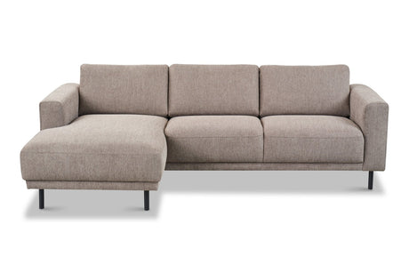 Sofas - Modern Corner Sofa Left Taupe Fabric Aniko with Chaise Longue 238x142x78 cm - Dimehouse