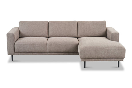Sofas - Modern Corner Sofa Right Taupe Fabric Aniko with Chaise Longue 238x142x78 cm - Dimehouse