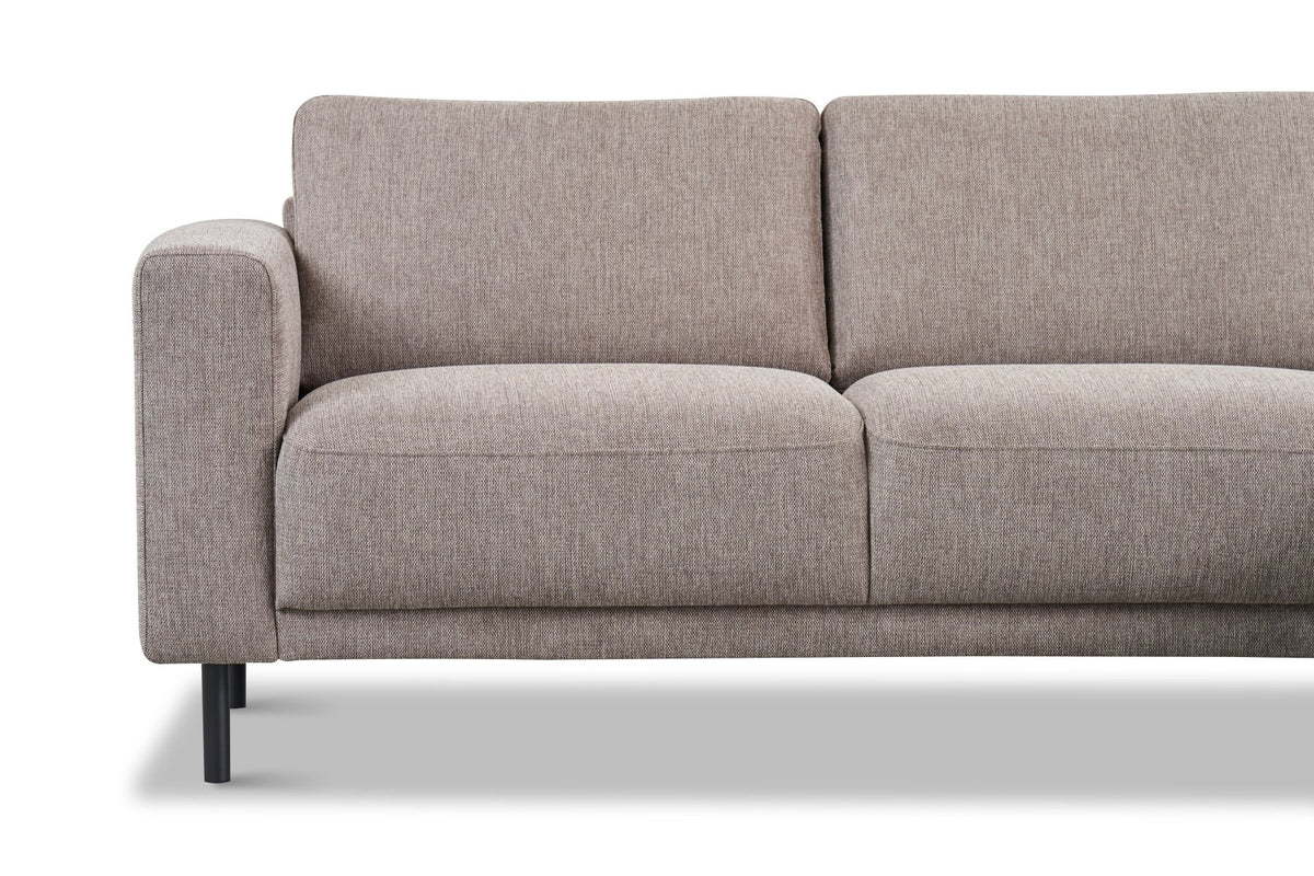 Sofas - Modern Corner Sofa Right Taupe Fabric Aniko with Chaise Longue 238x142x78 cm - Dimehouse