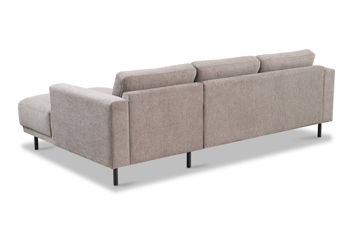 Sofas - Modern Corner Sofa Right Taupe Fabric Aniko with Chaise Longue 238x142x78 cm - Dimehouse