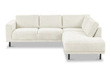 Sofas - Modern 3-seater Corner Sofa Right Beige Fabric Aniko with Lounger 240x197x78 cm - Dimehouse