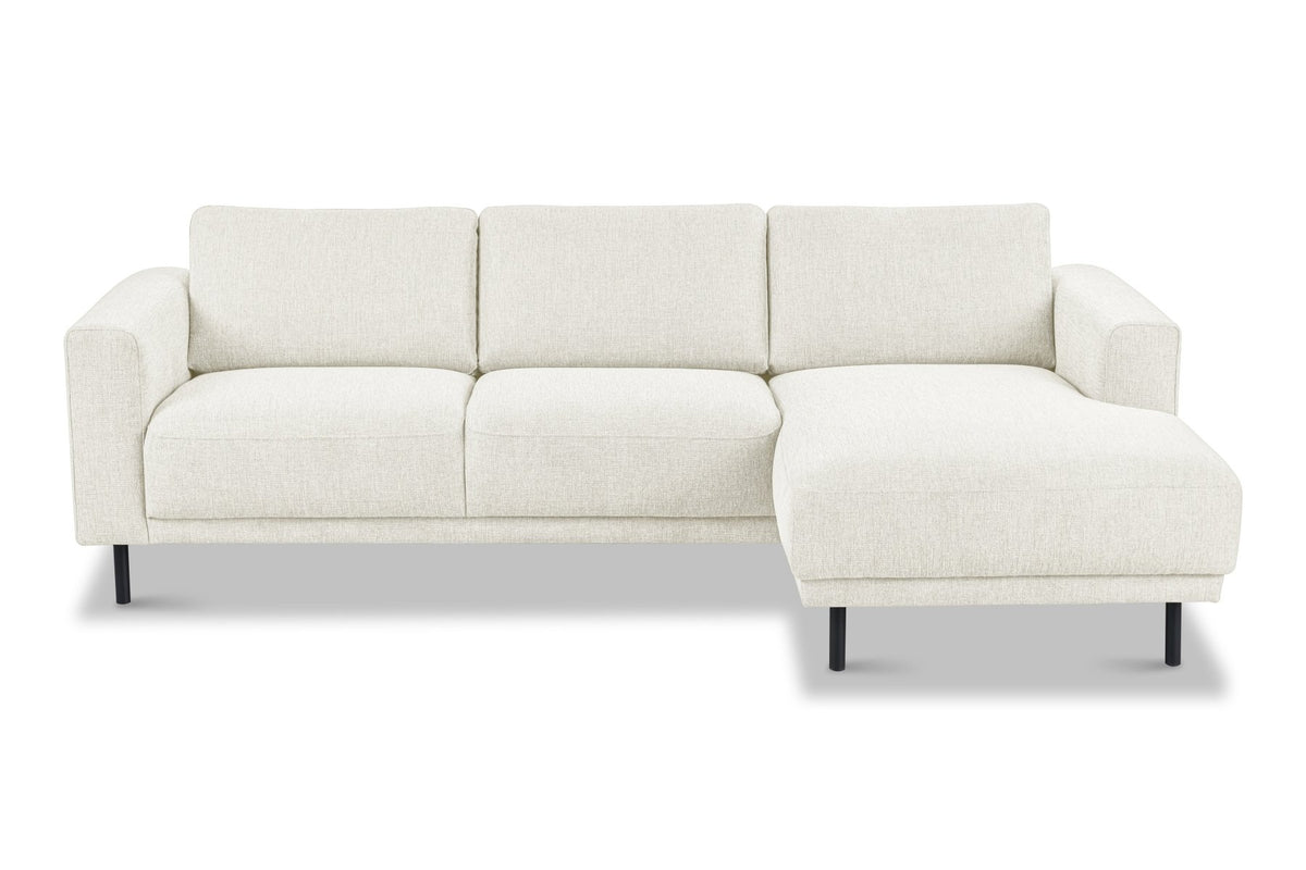Sofas - Modern Corner Sofa Right Beige Fabric Aniko with Chaise Longue 238x142x78 cm - Dimehouse