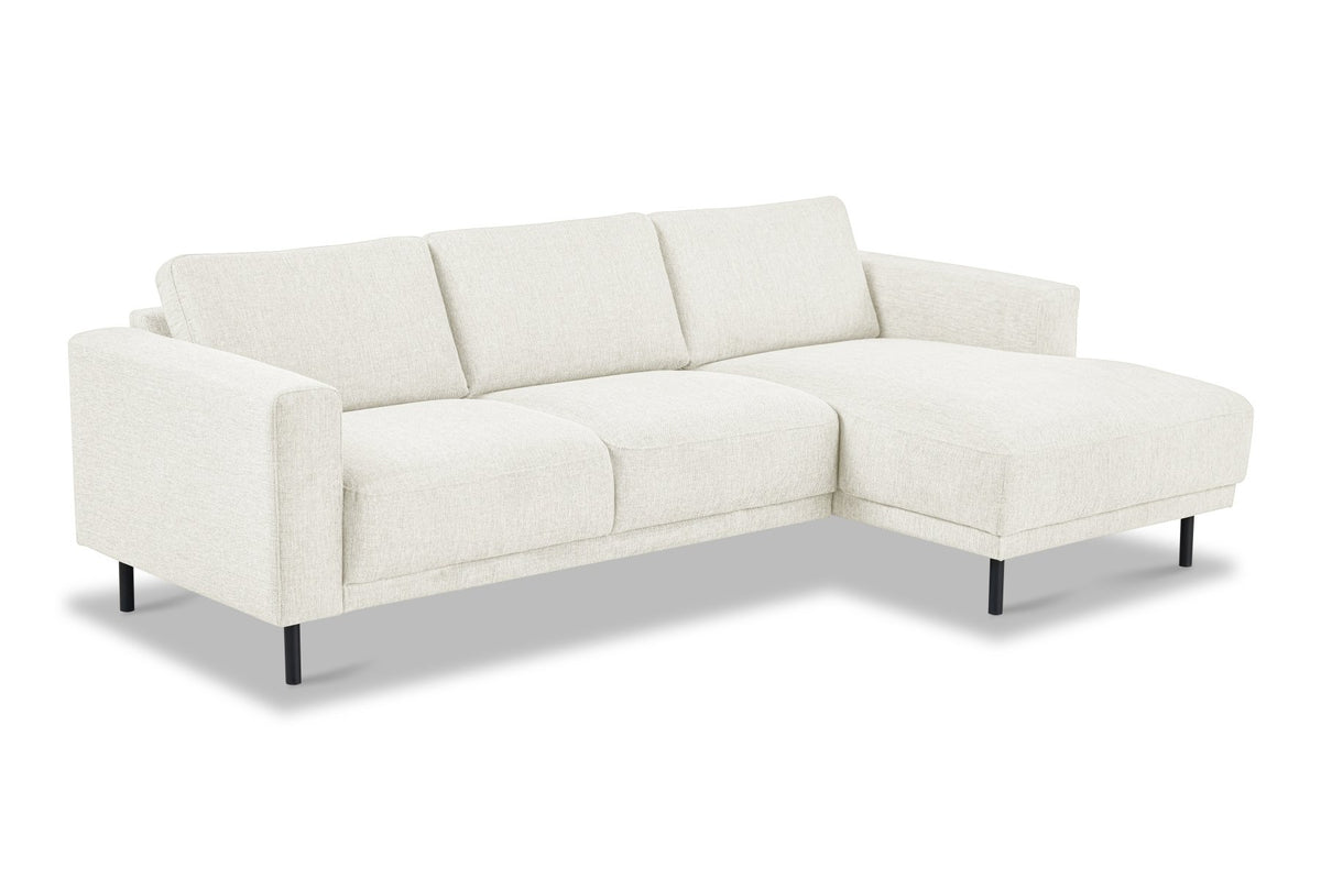 Sofas - Modern Corner Sofa Right Beige Fabric Aniko with Chaise Longue 238x142x78 cm - Dimehouse