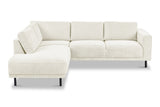 Sofas - Modern 3-seater Corner Sofa Left Beige Fabric Aniko with Lounger 240x197x78 cm - Dimehouse