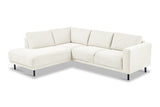 Sofas - Modern 3-seater Corner Sofa Left Beige Fabric Aniko with Lounger 240x197x78 cm - Dimehouse
