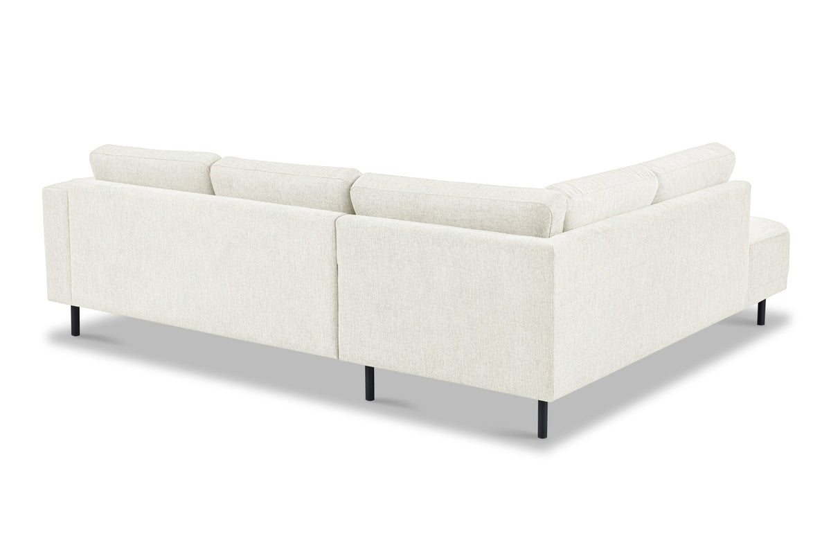 Sofas - Modern 3-seater Corner Sofa Left Beige Fabric Aniko with Lounger 240x197x78 cm - Dimehouse