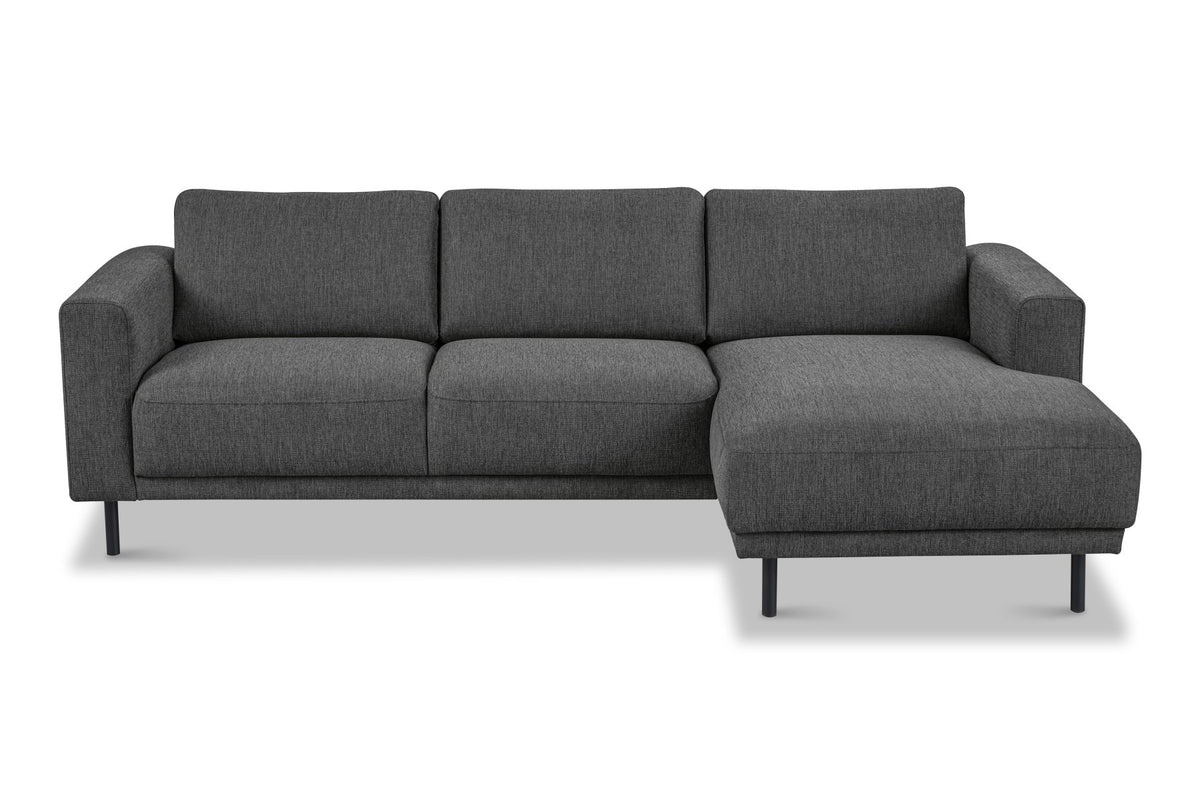 Sofas - Modern corner sofa with Chaise Longue Anthracite Fabric Aniko right 238x142x78 cm - Dimehouse