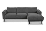 Sofas - Modern corner sofa with Chaise Longue Anthracite Fabric Aniko right 238x142x78 cm - Dimehouse