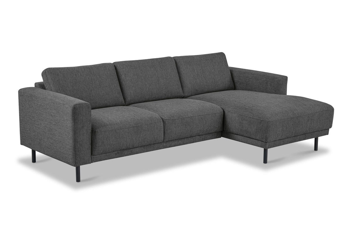 Sofas - Modern corner sofa with Chaise Longue Anthracite Fabric Aniko right 238x142x78 cm - Dimehouse