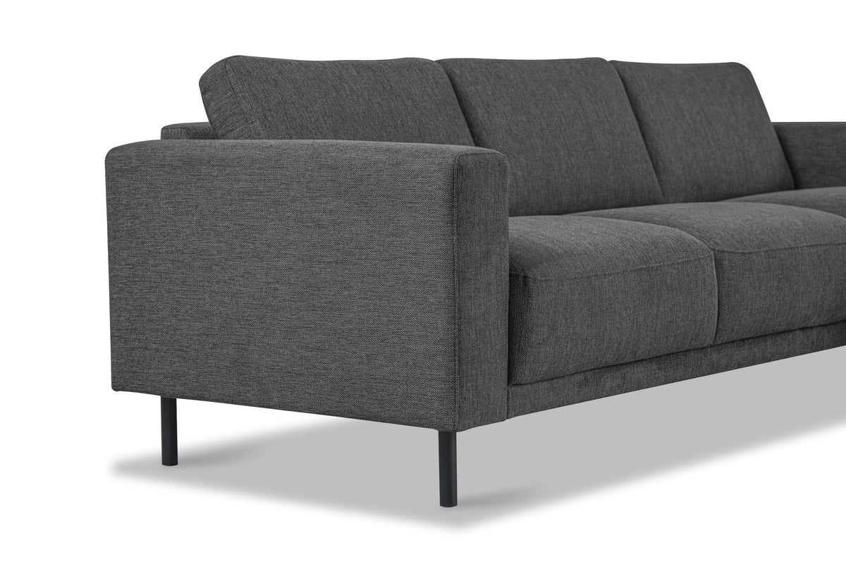 Sofas - Modern corner sofa with Chaise Longue Anthracite Fabric Aniko right 238x142x78 cm - Dimehouse