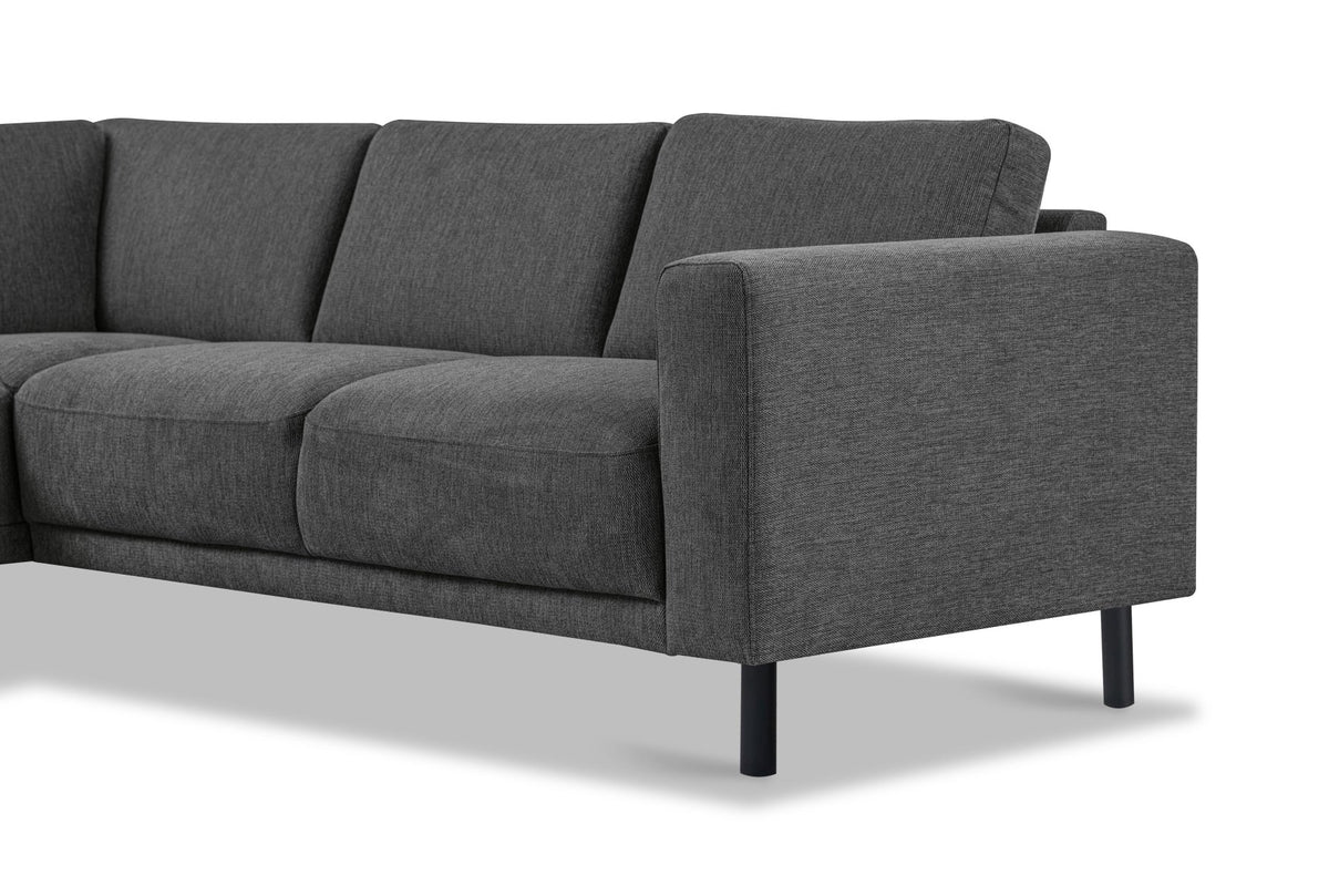 Sofas - Modern 3-seater corner sofa with Lounger Anthracite Fabric Aniko left 240x197x78 cm - Dimehouse