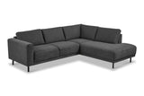 Sofas - Modern 3-seater corner sofa with Lounger Anthracite Fabric Aniko right 240x197x78 cm - Dimehouse
