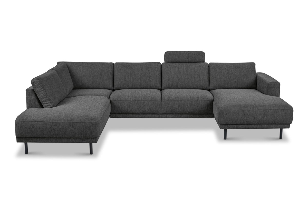 Sofas - Modern U - Sofa corner sofa Anthracite Fabric - left - 310x197x142 cm - Aniko - Dimehouse