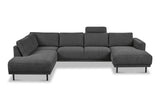 Sofas - Modern U - Sofa corner sofa Anthracite Fabric - left - 310x197x142 cm - Aniko - Dimehouse