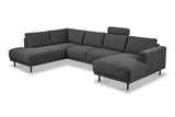 Sofas - Modern U - Sofa corner sofa Anthracite Fabric - left - 310x197x142 cm - Aniko - Dimehouse