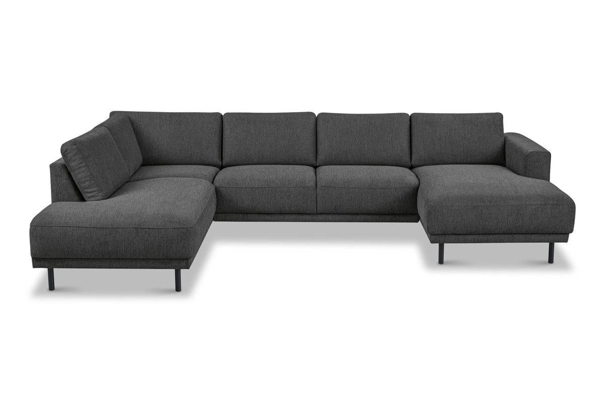 Sofas - Modern U - Sofa corner sofa Anthracite Fabric - left - 310x197x142 cm - Aniko - Dimehouse