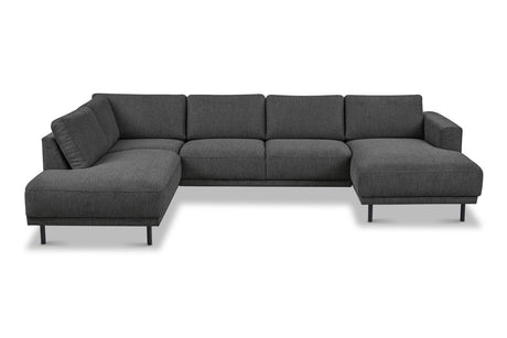 Sofas - Modern U - Sofa corner sofa Anthracite Fabric - left - 310x197x142 cm - Aniko - Dimehouse