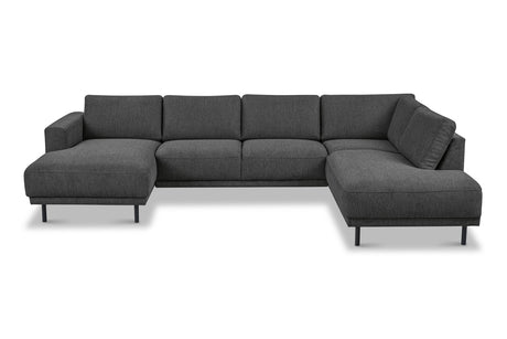 Sofas - Modern U - Sofa corner sofa Anthracite Fabric - right - 310x197x142 cm - Aniko - Dimehouse