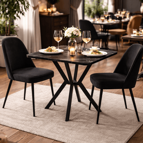 Bistro tables - Bistro dining table black marble look melamine - 70x70 cm - Elmo - Dimehouse